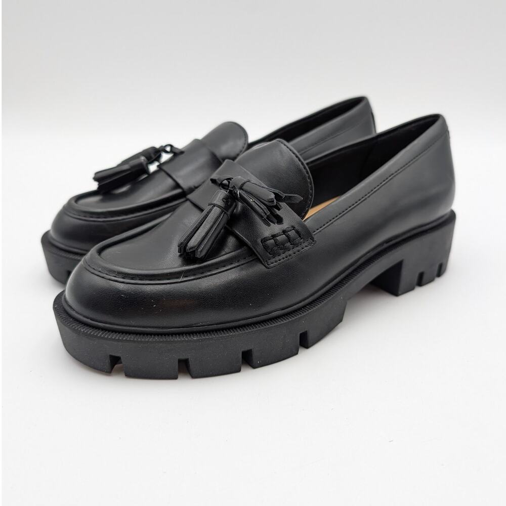 Nine West Marela Platform Tassel Loafer Shoes Women's Black Size US6M EU36